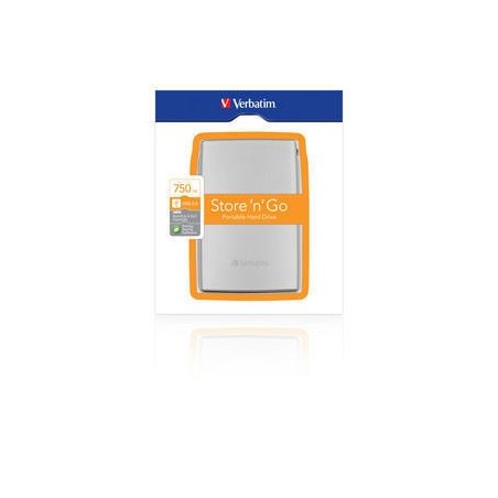 Verbatim Store 'n' Go USB 2.0 Portable Hard Drive 750GB disque dur externe 750 Go 5400 tr min 2.5" Argent