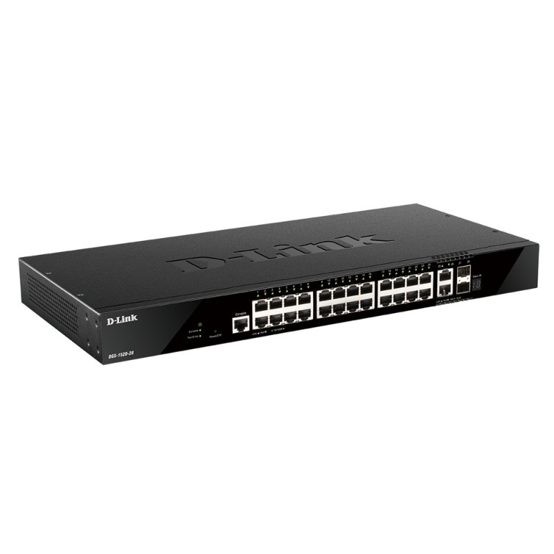D-Link DGS-1520-28/E commutateur réseau Géré L3 10G Ethernet (100/1000/10000) 1U Noir D-Link DGS-1520-28/E commutateur réseau Géré L3 10G Ethernet (100/1000/10000) 1U Noir