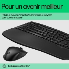 HP 680 CFT Dual-Mode KB Mse Combo FR clavier Souris incluse Maison RF sans fil + Bluetooth Noir