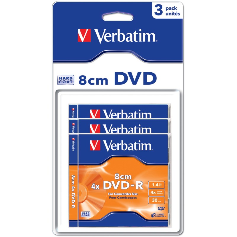 Verbatim DVD-R 8cm Matt Silver Hardcoated 1,4 Go 3 pièce(s) Verbatim DVD-R 8cm Matt Silver Hardcoated 1,4 Go 3 pièce(s)