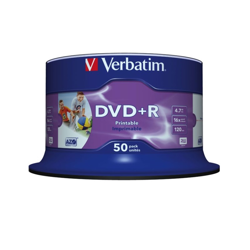 Verbatim DVD+R Wide Inkjet Printable No ID Brand 4,7 Go 50 pièce(s) Verbatim DVD+R Wide Inkjet Printable No ID Brand 4,7 Go 50 pièce(s)