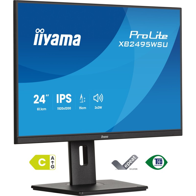 iiyama ProLite XB2495WSU-B1 écran plat de PC 61,2 cm (24.1") 1920 x 1200 pixels WUXGA LCD Noir