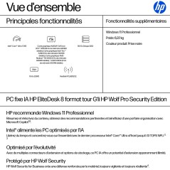 HP EliteDesk 8 Tower G1i AI Wolf Pro Security Edition Intel Core Ultra 7 265 16 Go DDR5-SDRAM 512 Go SSD Windows 11 Pro PC AI