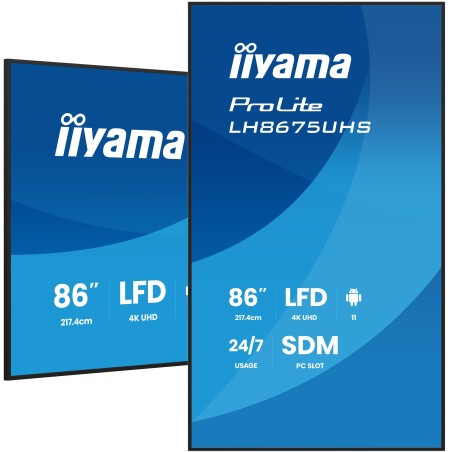 iiyama LH8675UHS-B2AG Écran d'affichage dynamique Écran plat de signalisation numérique 2,17 m (85.6") LCD Wifi 500 cd m² 4K