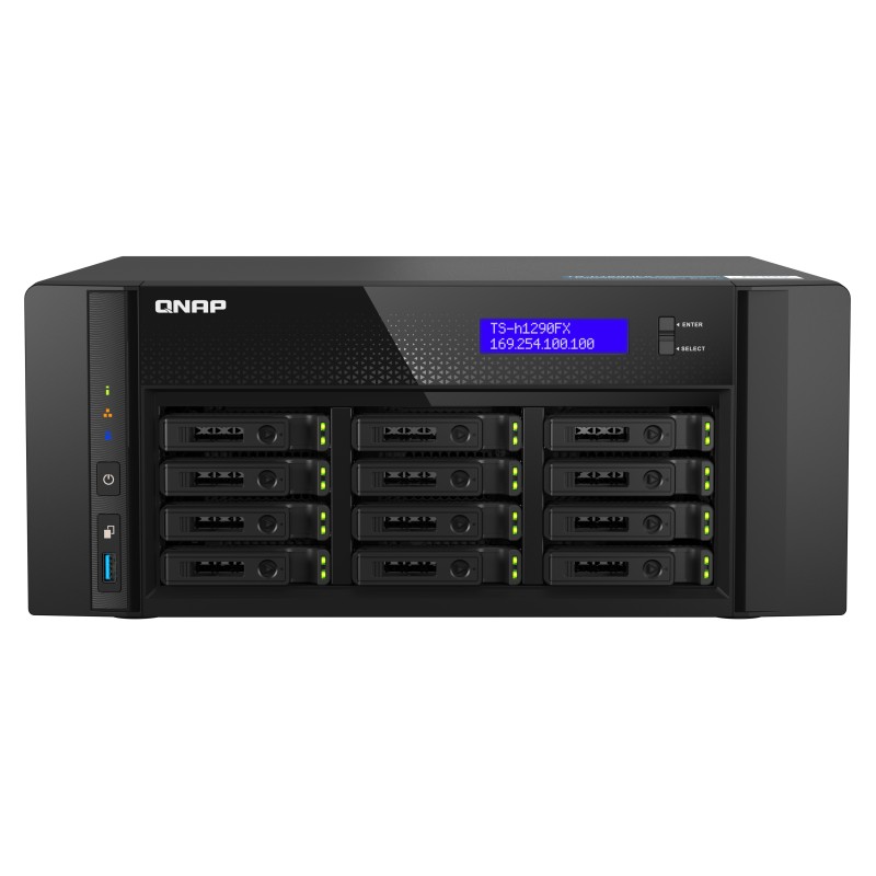 QNAP TS-h1290FX NAS Tower EPYC 7232P 64 Go DDR4 0 To QuTS hero Noir