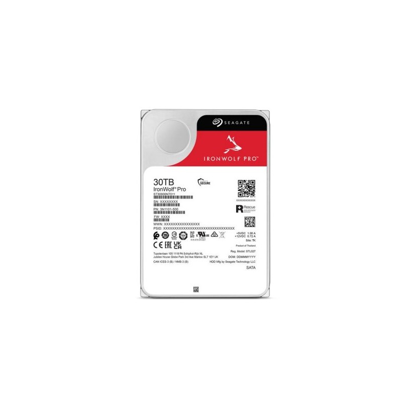 Seagate IronWolf Pro ST30000NT011 disque dur 30 To 7200 tr/min 512 Mo 3.5" Série ATA III Seagate IronWolf Pro ST30000NT011 disque dur 30 To 7200 tr/min 512 Mo 3.5" Série ATA III