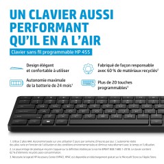 HP 455 PROGRAMMABLE WIRELESS KEYBOARD (FR) - Tastatur clavier Maison PS 2 Noir