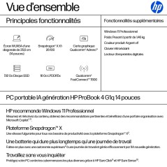 HP ProBook 4 G1q Next Gen AI PC Copilot+ PC Snapdragon X1-26-100 Ordinateur portable 35,6 cm (14") WUXGA 16 Go LPDDR5x-SDRAM