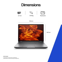 HP DW8E1ET laptop Intel Core Ultra 7 255HX 40,6 cm (16") 2.5K 32 Go DDR5-SDRAM 1 To SSD Wi-Fi 7 (802.11be) Windows 11 Pro AI