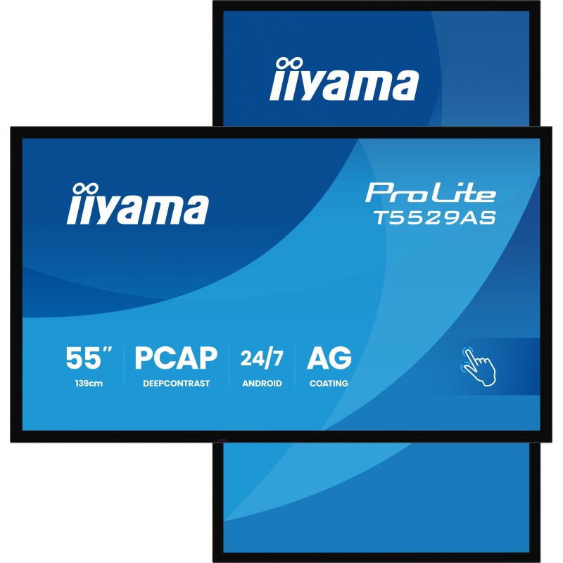 iiyama T5529AS-B1AG Écran d'affichage dynamique En forme de kiosk 138,7 cm (54.6") LED Wifi 450 cd/m² 4K Ultra HD Noir Écran iiyama T5529AS-B1AG Écran d'affichage dynamique En forme de kiosk 138,7 cm (54.6") LED Wifi 450 cd/m² 4K Ultra HD Noir Écran