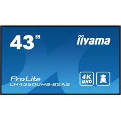 iiyama LH4360UHS-B2AG Écran d'affichage dynamique Carte A numérique 108 cm (42.5") LED Wifi 500 cd/m² 4K Ultra HD Noir Intégré