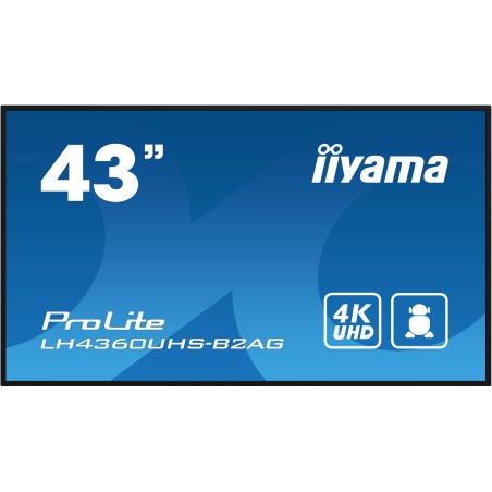 iiyama LH4360UHS-B2AG Écran d'affichage dynamique Carte A numérique 108 cm (42.5") LED Wifi 500 cd/m² 4K Ultra HD Noir Intégré