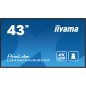 iiyama LH4360UHS-B2AG Écran d'affichage dynamique Carte A numérique 108 cm (42.5") LED Wifi 500 cd/m² 4K Ultra HD Noir Intégré