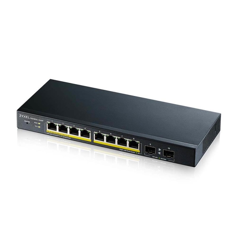 Zyxel GS1900-10HP Géré L2 Gigabit Ethernet (10/100/1000) Connexion Ethernet, supportant l'alimentation via ce port (PoE) Noir Zyxel GS1900-10HP Géré L2 Gigabit Ethernet (10/100/1000) Connexion Ethernet, supportant l'alimentation via ce port (PoE) Noir