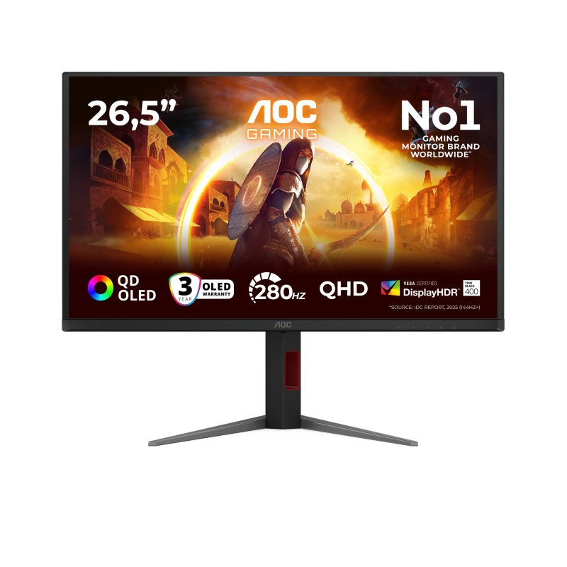 AOC G4 Q27G4ZD écran plat de PC 67,3 cm (26.5") 2560 x 1440 pixels Quad HD QD-OLED Noir, Rouge AOC G4 Q27G4ZD écran plat de PC 67,3 cm (26.5") 2560 x 1440 pixels Quad HD QD-OLED Noir, Rouge