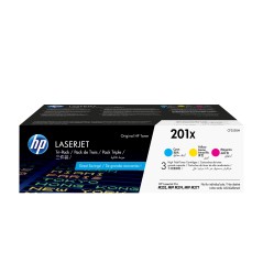 HP 201X LaserJet, lot de 3 cartouches de toner grande capacité authentiques, cyan magenta jaune