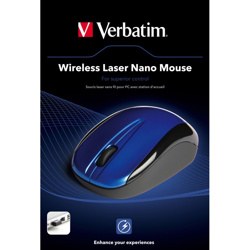 Verbatim Wireless Laser Nano Mouse - Blue souris Bluetooth 1600 DPI