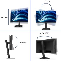 Philips 3000 series 24B2N3200D 00 écran plat de PC 61,2 cm (24.1") 1920 x 1200 pixels WUXGA LCD Noir
