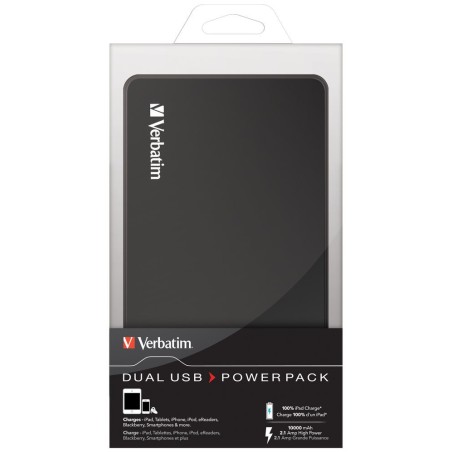 Verbatim Portable Power Pack 10000 mAh Lithium Polymère (LiPo) Noir
