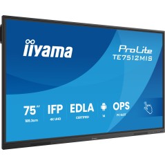 iiyama TE7512MIS-B4AG Écran d'affichage dynamique En forme de kiosk 190,5 cm (75") LCD Wifi 400 cd m² 4K Ultra HD Noir Écran