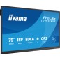 iiyama TE7512MIS-B4AG Écran d'affichage dynamique En forme de kiosk 190,5 cm (75") LCD Wifi 400 cd/m² 4K Ultra HD Noir Écran