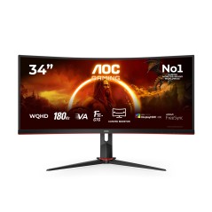 AOC G2 CU34G2XP écran plat de PC 86,4 cm (34") 3440 x 1440 pixels UltraWide Quad HD LED Noir, Rouge