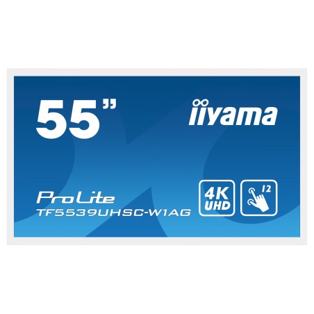 iiyama TF5539UHSC-W1AG Écran d'affichage dynamique 139,7 cm (55") LED 500 cd/m² 4K Ultra HD Blanc Écran tactile 24/7