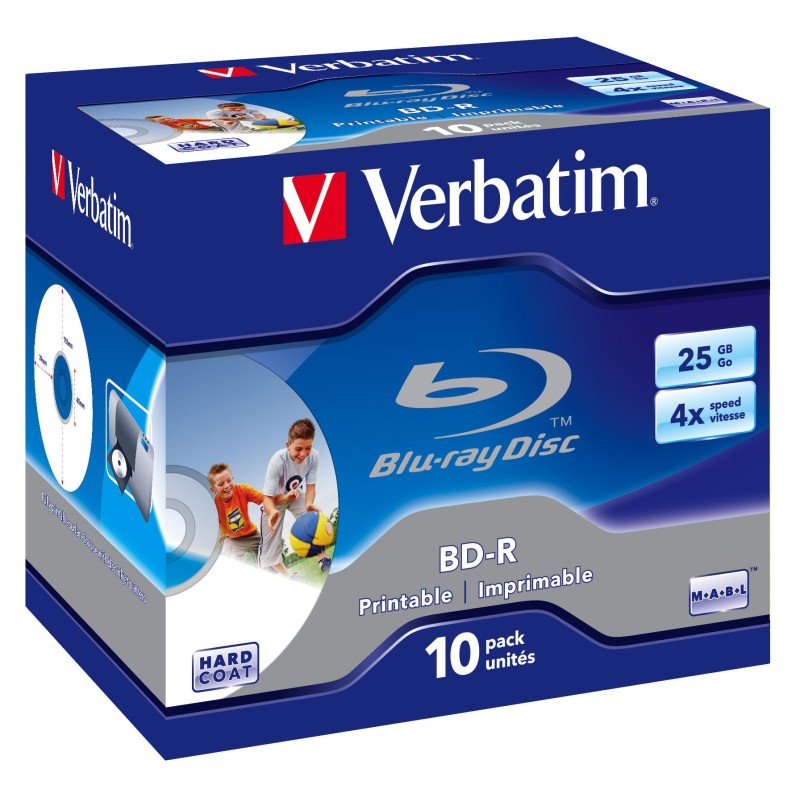 Verbatim BD-R SL 25GB 4x Printable 10 Pack Jewel Case 25 Go 10 pièce(s) Verbatim BD-R SL 25GB 4x Printable 10 Pack Jewel Case 25 Go 10 pièce(s)