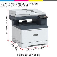 Xerox C325 copie impression numérisation télécopie recto verso sans fil A4, 33 ppm, PS3 PCL5e 6, 2 magasins, 251 feuilles