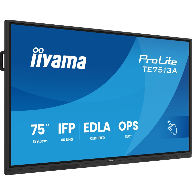 iiyama TE7513A-B1AG Écran d'affichage dynamique Écran plat interactif 190,5 cm (75") Wifi 500 cd/m² 4K Ultra HD Noir Écran