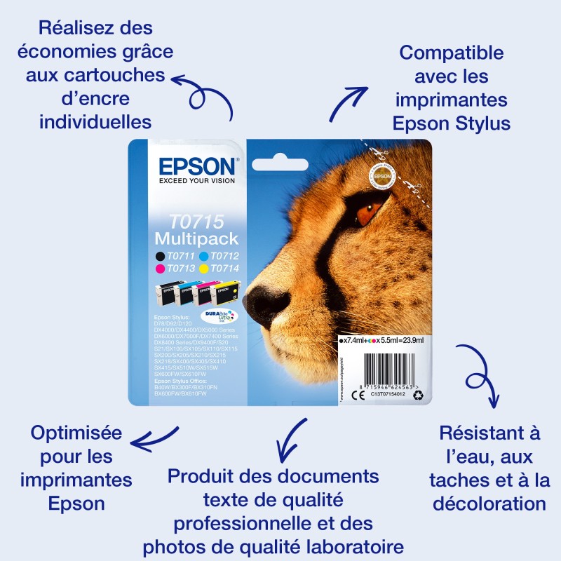 Epson Cheetah Singlepack Cyan T0712 DURABrite Ultra Ink
