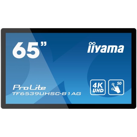 iiyama TF6539UHSC-B1AG Écran d'affichage dynamique Écran plat interactif 165,1 cm (65") LCD 500 cd/m² 4K Ultra HD Noir Écran