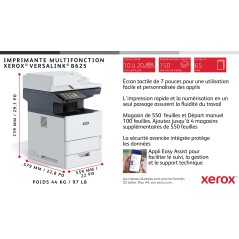 Xerox VersaLink B625 A4 61 ppm - Copie Impression Numérisation Fax recto verso PS3 PCL5e 6 2 magasins 650 feuilles