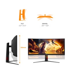 AOC G4 34'' CU34G4CA écran plat de PC 86,4 cm (34") 3440 x 1440 pixels Noir, Rouge