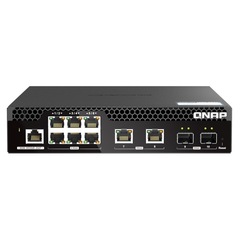QNAP QSW-M2106R-2S2T commutateur réseau Géré L2 10G Ethernet (100/1000/10000) 1U Noir
