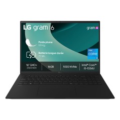 LG Gram 16Z90RU Intel® Core™ i5 i5-1334U Ordinateur portable 40,6 cm (16") WQXGA 16 Go LPDDR4x-SDRAM 512 Go SSD Wi-Fi 6E