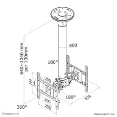 Neomounts FPMA-C200D Support de plafond pour écran de 10-40" - h64-104 cm