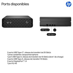 HP Z2 G1i Intel Core Ultra 7 265 16 Go DDR5-SDRAM 1 To SSD NVIDIA RTX A1000 Windows 11 Pro Mini PC Station de travail AI
