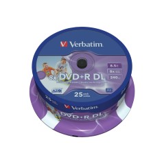 DVD+R/8.5GB 8x Wid Print Surface Spdl 25