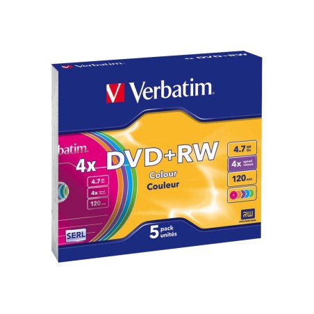 DVD+RW/4.7GB 4x ADVSERL Slim Color 5pk