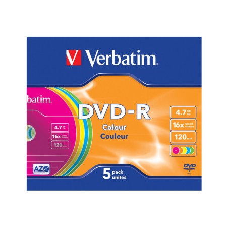 DVD-R/4.7GB 16xspd Colour 5pk SlimCase