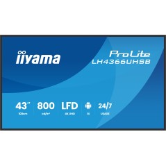 iiyama LH4366UHSB-B1AG Écran d'affichage dynamique Écran plat de signalisation numérique 109,2 cm (43") LCD Wifi 800 cd m² 4K