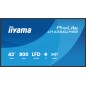 iiyama LH4366UHSB-B1AG Écran d'affichage dynamique Écran plat de signalisation numérique 109,2 cm (43") LCD Wifi 800 cd/m² 4K iiyama LH4366UHSB-B1AG Écran d'affichage dynamique Écran plat de signalisation numérique 109,2 cm (43") LCD Wifi 800 cd/m² 4K