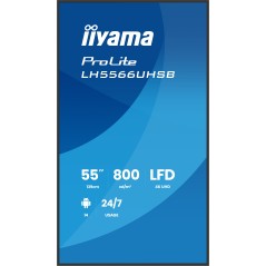 iiyama LH5566UHSB-B1AG Écran d'affichage dynamique Écran plat de signalisation numérique 139,7 cm (55") LCD Wifi 800 cd/m² 4K
