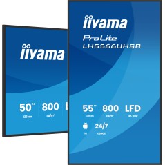 iiyama LH5566UHSB-B1AG Écran d'affichage dynamique Écran plat de signalisation numérique 139,7 cm (55") LCD Wifi 800 cd m² 4K