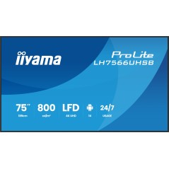 iiyama LH7566UHSB-B1AG Écran d'affichage dynamique Écran plat de signalisation numérique 190,5 cm (75") LCD Wifi 800 cd m² 4K
