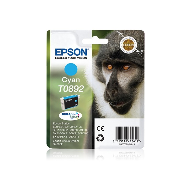 Epson Monkey Encre cyan DURABrite Ultra Singe T0892 Epson Monkey Encre cyan DURABrite Ultra Singe T0892