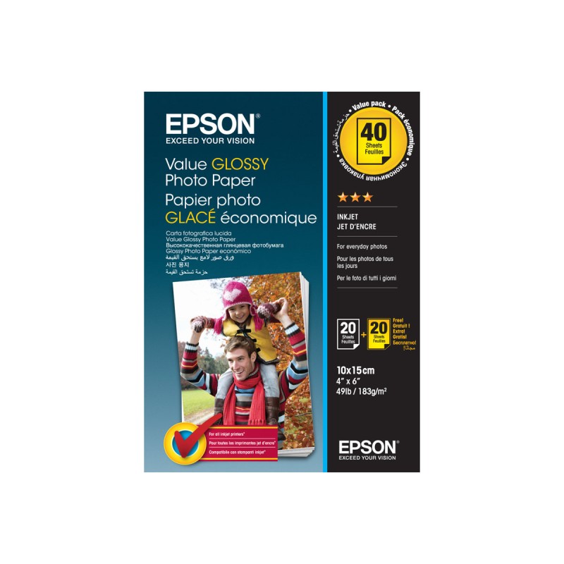 Epson Value Glossy Photo Paper - 10x15cm - 2x 20 Feuilles (BOGOF) Epson Value Glossy Photo Paper - 10x15cm - 2x 20 Feuilles (BOGOF)