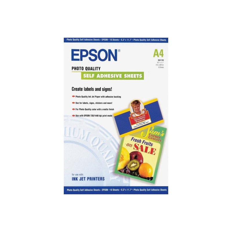 Epson Self-Adhesive Photo Paper - A4 - 10 Feuilles Epson Self-Adhesive Photo Paper - A4 - 10 Feuilles
