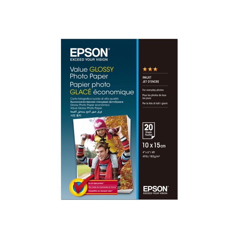 Epson Value Glossy Photo Paper - 10x15cm - 20 Feuilles Epson Value Glossy Photo Paper - 10x15cm - 20 Feuilles